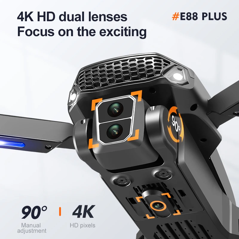 새로운 E88 Plus 쿼드콥터 드론: 90 °   전 - Rc Helicopter Case 리뷰 및 가격