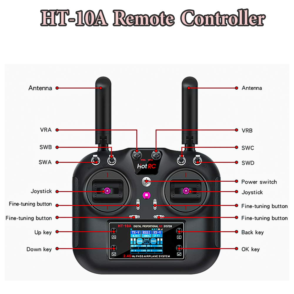 Hotrc HT-10A 2.4G 10CH 송신기 F10 - Rc Helicopter Motor 리뷰 및 가격